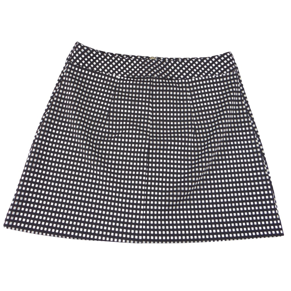 Express Womens Size 8 Black White Checkered Grid Mini Skirt Exposed Back Zipper